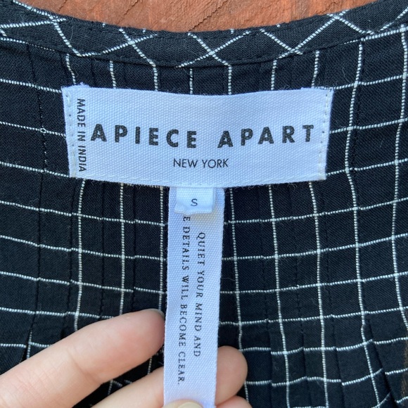 Apiece Apart Avignon Wrap Dress in Black/Cream Checks Size Small - Picture 4 of 6